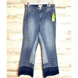 LOGO by Gloria Goldstein Women’s 6 P Mini Bootcut Blue Patchwork Denim Jeans NWT